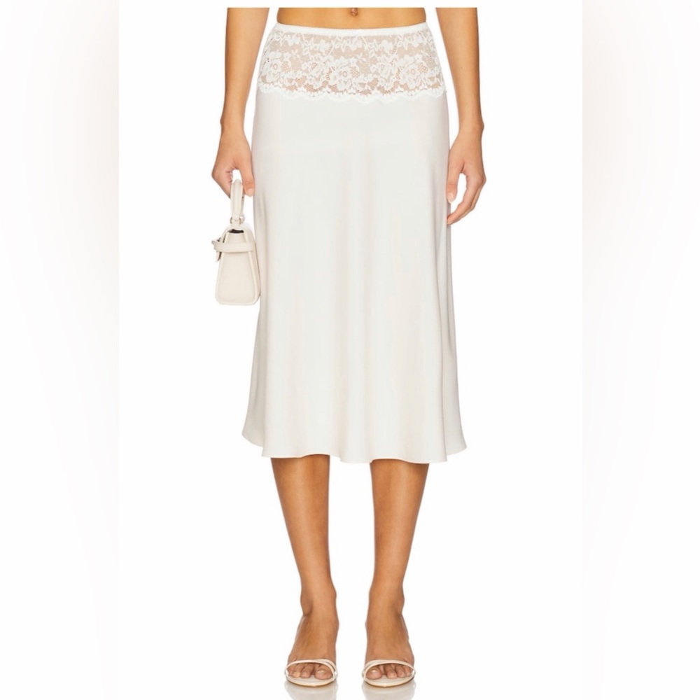 Frankie's Bikinis Cream Lace Midi Skirt